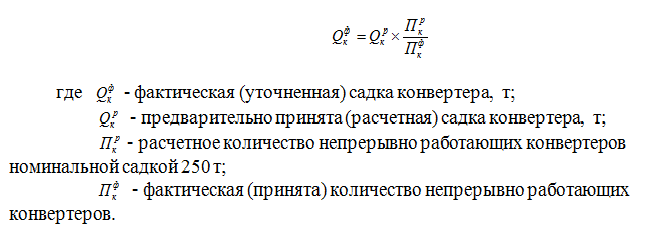 фактическая садка конвертера 