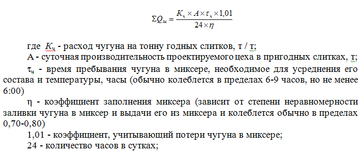 Суммарная нужна емкость миксеров 