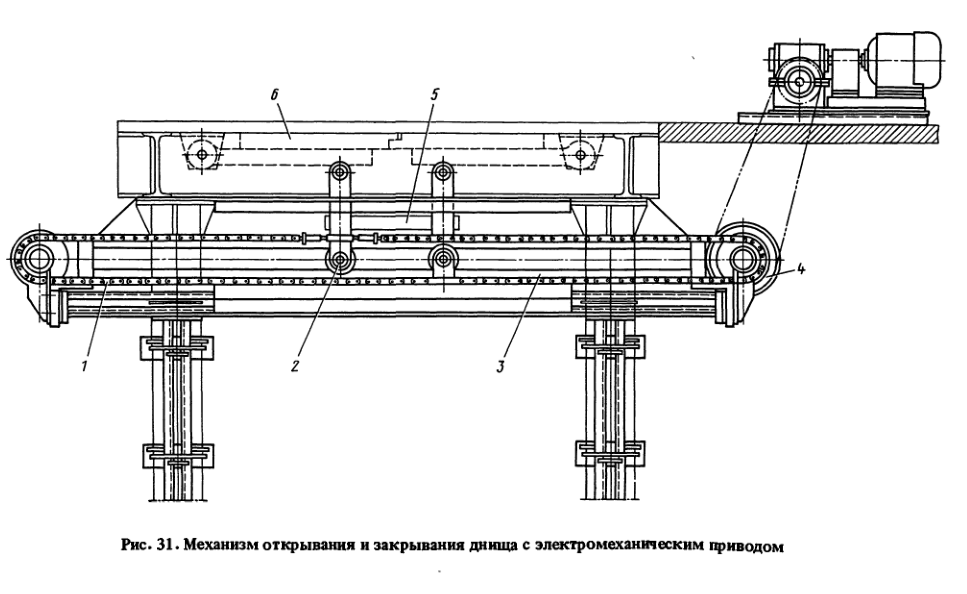Механизм открывания и закрывания днища с электромеханическим приводом